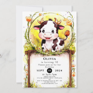 Happy Little Cow Birthday Invitation