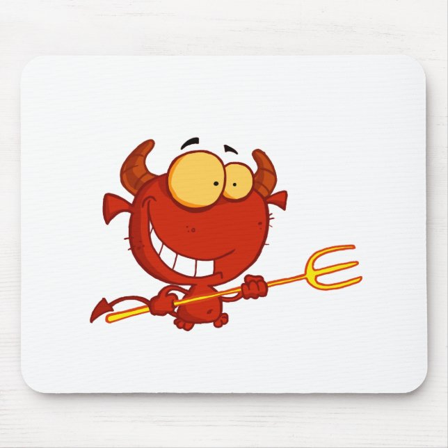 Happy-little-devil-with-pitchfork Mouse Mat (Front)