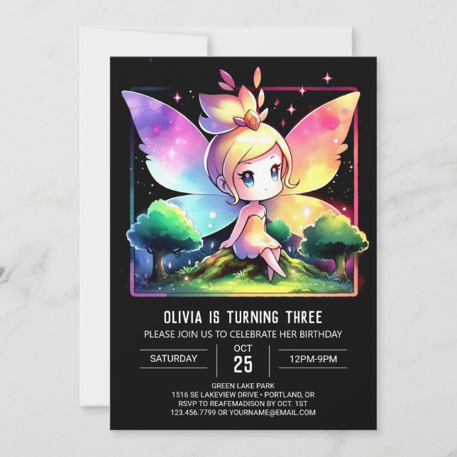 Happy Little Fairy Birthday Invitation (Front)
