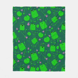 Happy Little Frogs Fleece Blanket