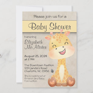 Happy Little Giraffe Baby Shower Invitation