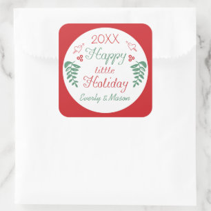 Happy Little Holiday Christmas Square Sticker