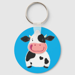 Happy Little Holstein Dairy Cow Key Ring