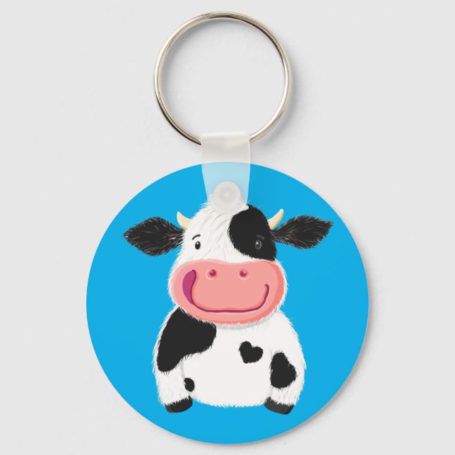 Happy Little Holstein Dairy Cow Key Ring (Front)