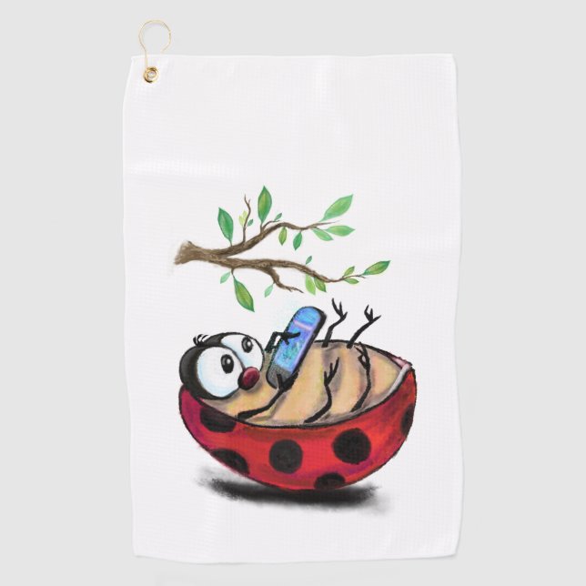 Happy Little Ladybug Golf Towel (Front)
