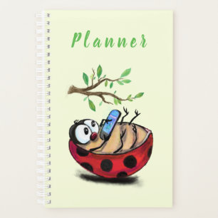 Happy Little Ladybug with Phone - Cartoon Drawing  Planner