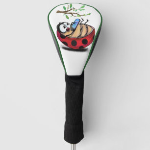 Happy Little Ladybug with Phone - Funny Drawing Golf Head Cover