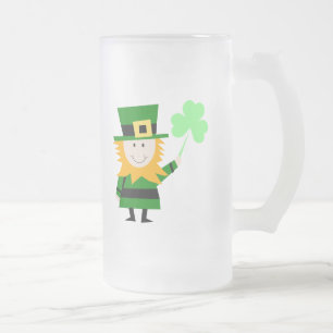 Happy Little Leprechaun Frosted Glass Mug