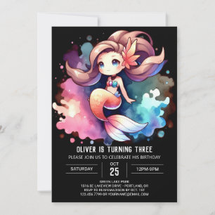 Happy Little Mermaid Birthday Invitation