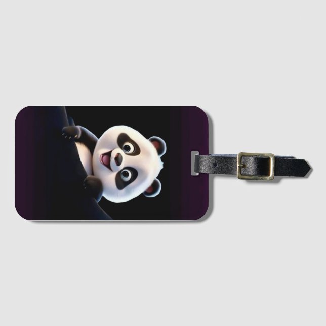 Happy Little Panda Luggage Tag (Front Horizontal)