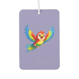 Happy Little Parrot Cartoon Art for Kids and Bird Car Air Freshener