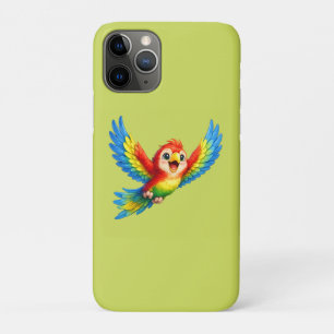 Happy Little Parrot Cartoon Art for Kids and Bird iPhone 11 Pro Case