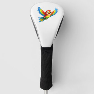 Happy Little Parrot Cartoon Art for Kids and Bird Golf Head Cover