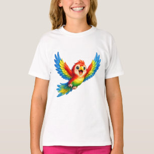 Happy Little Parrot Cartoon Art for Kids and Bird T-Shirt