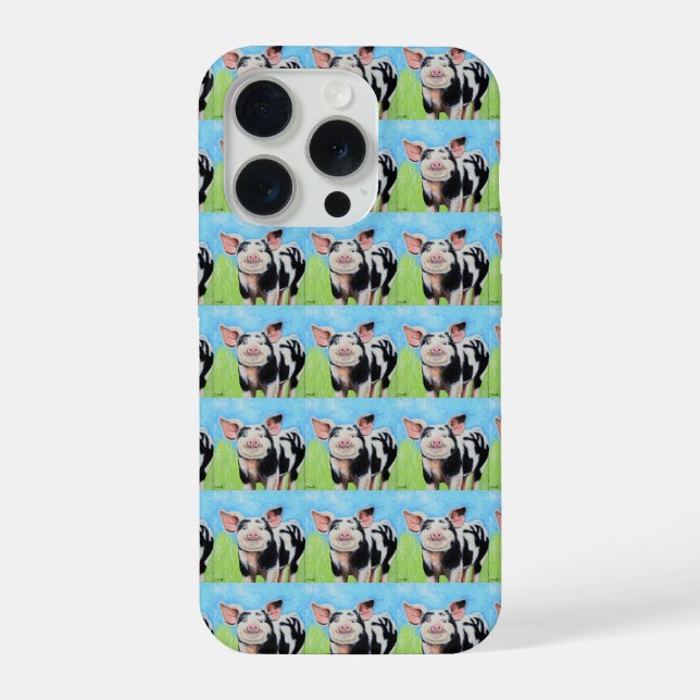 Happy Little Pig Painting iPhone Case (Back)