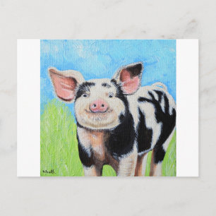Happy Little Pig Painting Postcard