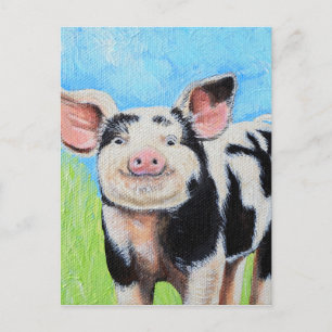 Happy Little Pig Painting Postcard