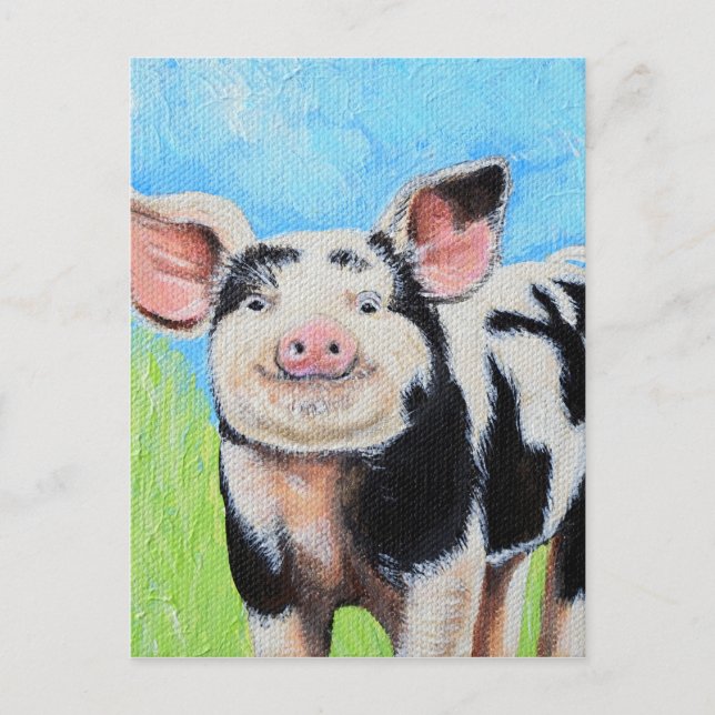 Happy Little Pig Painting Postcard (Front)