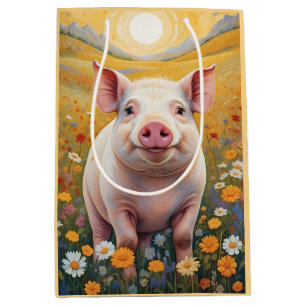 Happy Little Pig Sunny Daisy Field Medium Gift Bag