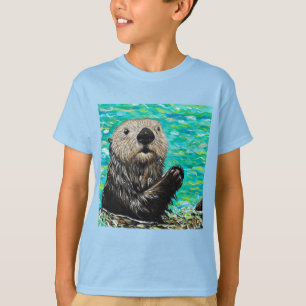 Happy Little Sea Otter Painting T-Shirt