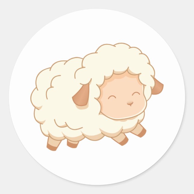 Happy Little Sheep Classic Round Sticker (Front)