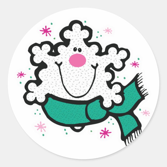 happy little snowflake classic round sticker (Front)