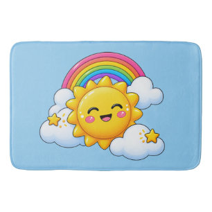 Happy Little Sunshine, Rainbow & Stars - Cute Bath Mat