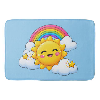 Happy Little Sunshine, Rainbow & Stars - Cute  Bath Mat