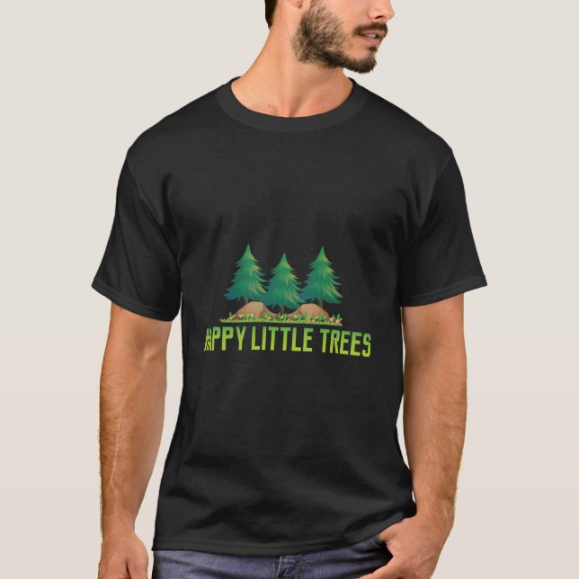 Happy Little Tree Graphic - Retro Forest Camping K T-Shirt (Front)