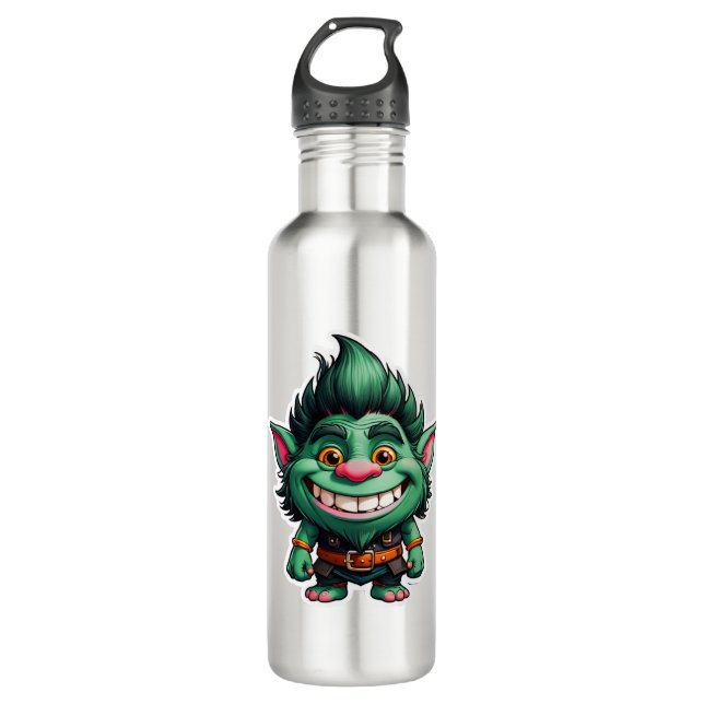 Happy Little Troll Chibi illustration  710 Ml Water Bottle (Front)