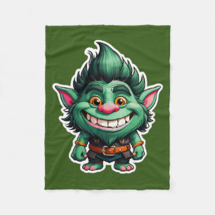 Happy Little Troll Chibi illustration Fleece Blanket