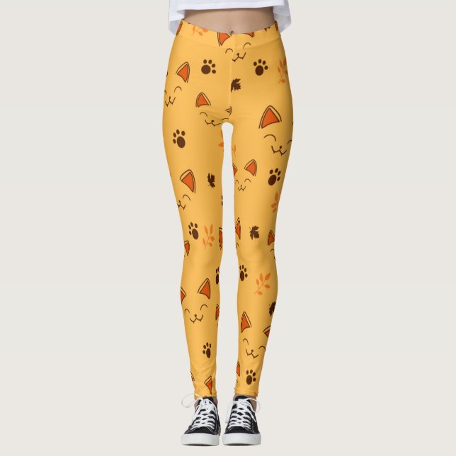 Happy Little Vampire Kitty Pattern Leggings (Front)