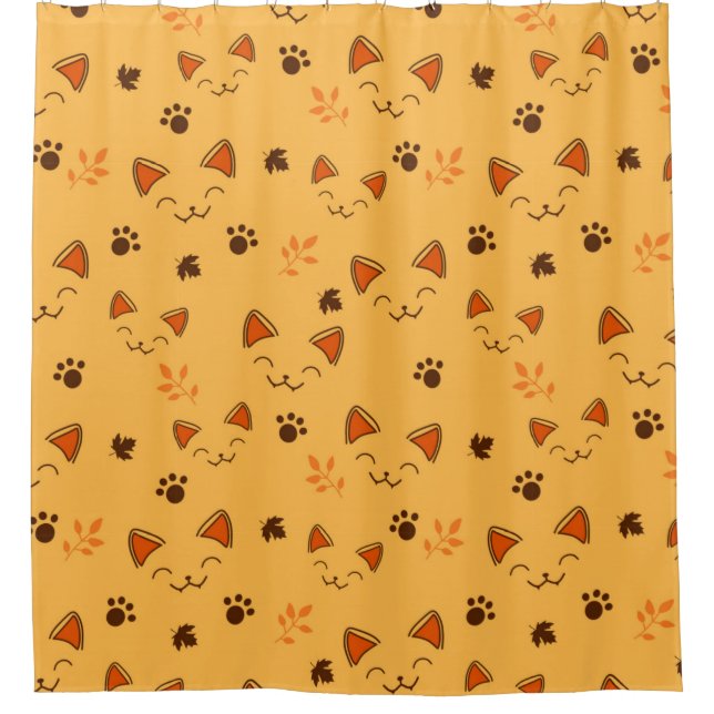 Happy Little Vampire Kitty Pattern Shower Curtain (Front)