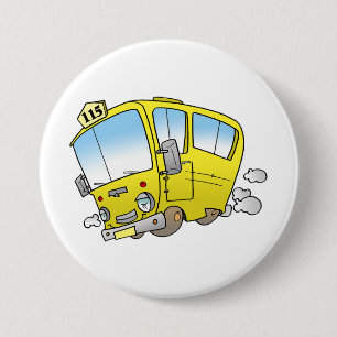 Happy Little Yellow School Bus 7.5 Cm Round Badge