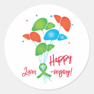 Happy Liver-versary Transplant Balloons Classic Ro Round Sticker