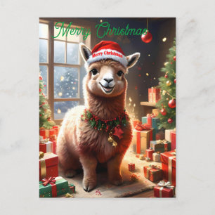 Happy Llama Christmas, Christmas Postcard