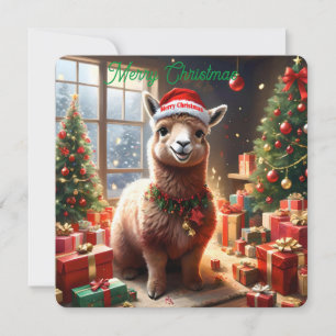 Happy Llama Christmas, Flat Christmas Card