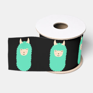 Happy Llama Emojis Grosgrain Ribbon