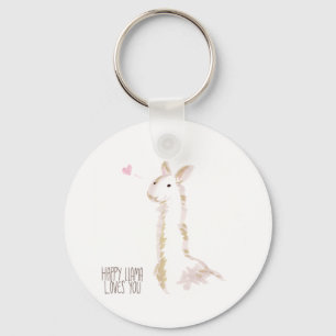 Happy Llama Loves You Key Ring
