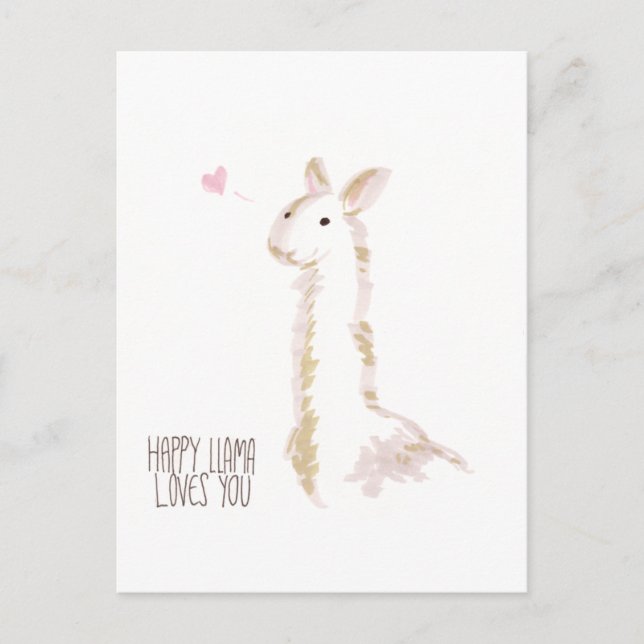 Happy Llama Loves You Postcard (Front)