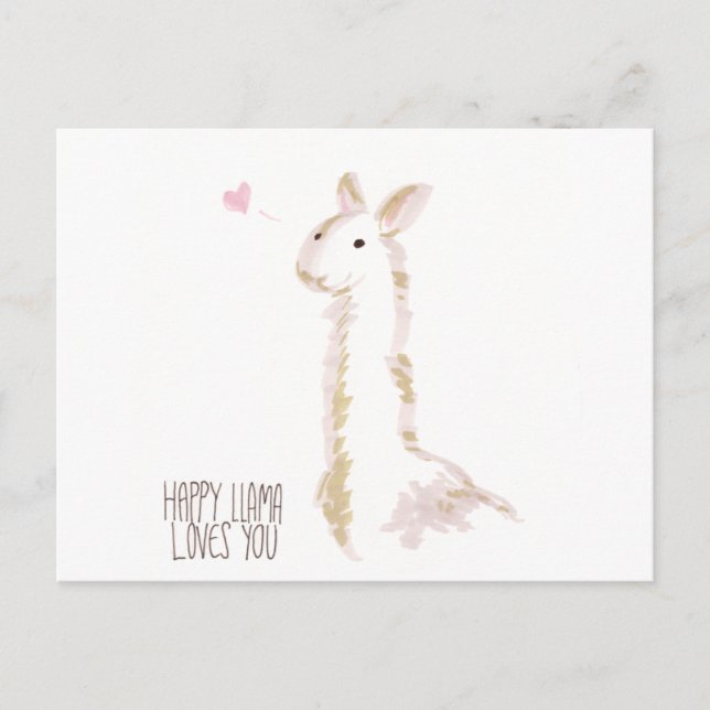 Happy Llama Loves You Postcard (Front)