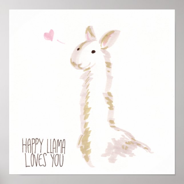 Happy Llama Loves You Poster (Front)