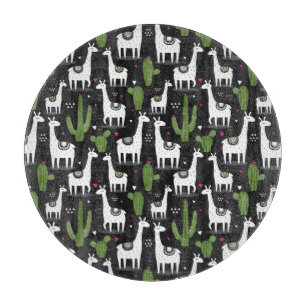 Happy Llama Pattern Cutting Board
