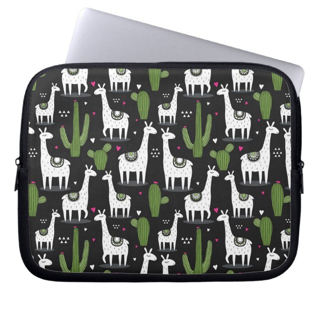 Happy Llama Pattern Laptop Sleeve (Front)