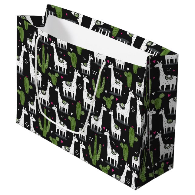 Happy Llama Pattern Large Gift Bag (Front Angled)