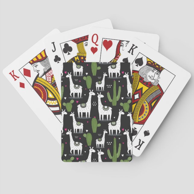 Happy Llama Pattern Playing Cards (Back)