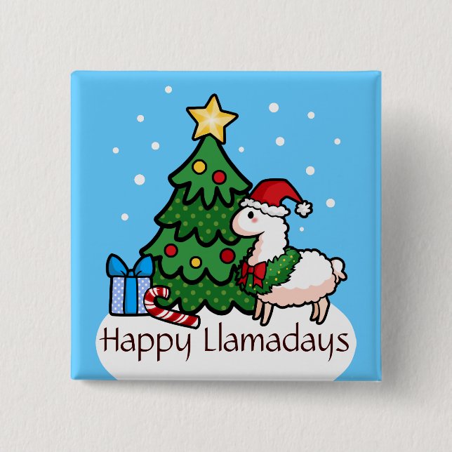 Happy Llamadays 15 Cm Square Badge (Front)