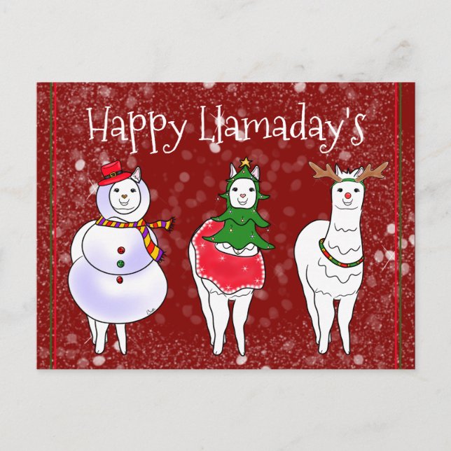 Happy Llamaday's Llama Holiday Postcard (Front)
