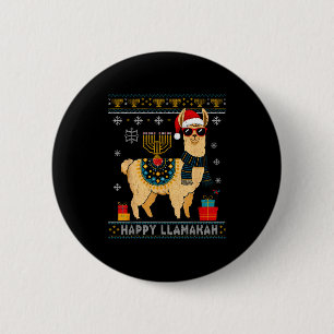 Happy Llamakah Funny Ugly Hanukkah Sweater Llama P 6 Cm Round Badge