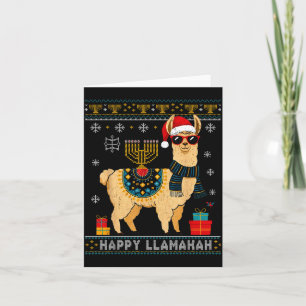 Happy Llamakah Funny Ugly Hanukkah Sweater Llama P Card